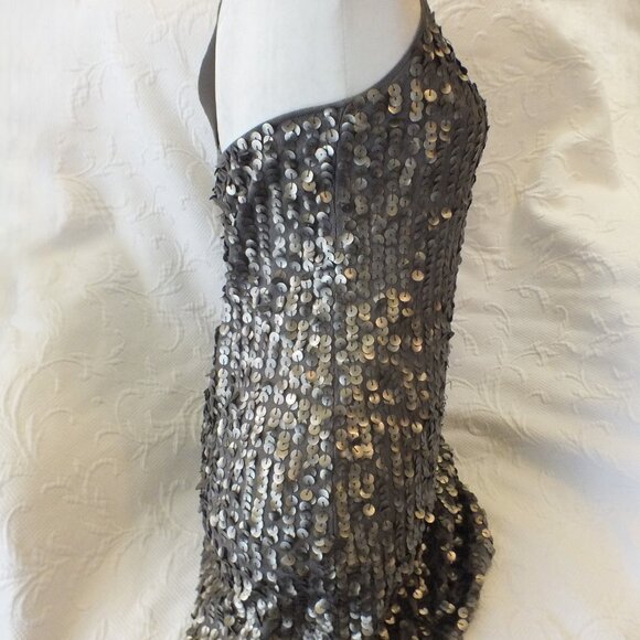 Olive Sequin Dress Glamorous Cocktail Dress Size Small Party Dress - Picture 12 of 14